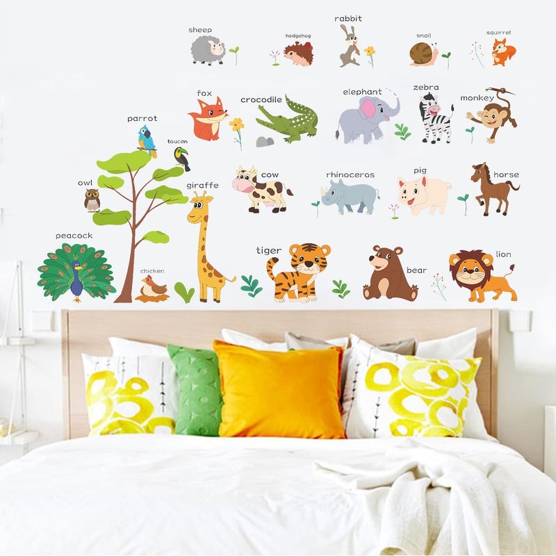 LOMILY Animals Educational Wall Decals Kids Large Nursery Daycare Playroom Wall Stickers Peel and Stick Removable Kids Wall Decors for Preschool Door Window Boy Girl Toddler Baby Room Bedroom. - Image 3